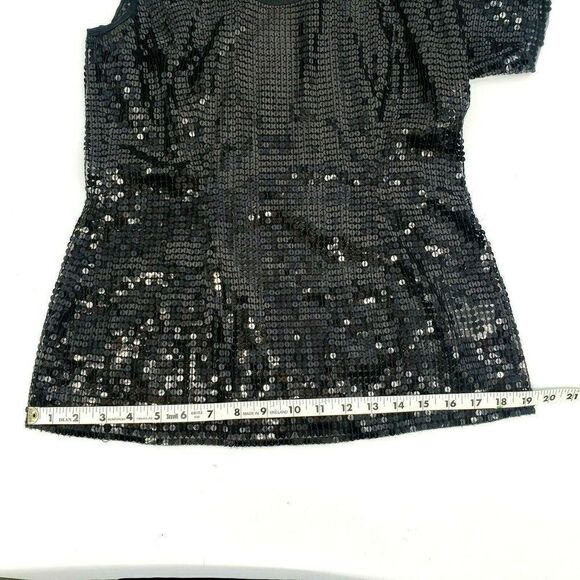 Plenty by Tracy Reese Black Sequin One Shoulder Top Small NWOT Show Off Tattoo - Picture 10 of 12
